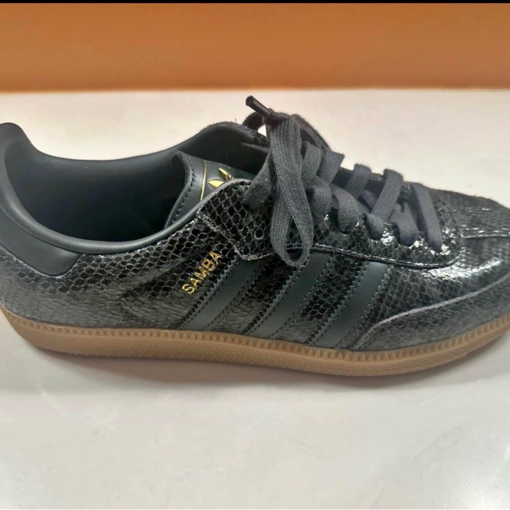 Adidas Samba Black Snakeskin Pattern Shoes